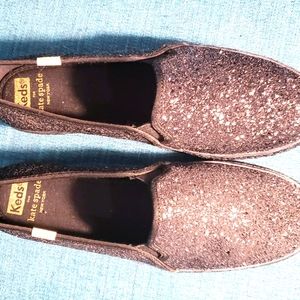 7- 7.5M Kate Spade and Keds black glitter sparkle slip on sneakers never worn.